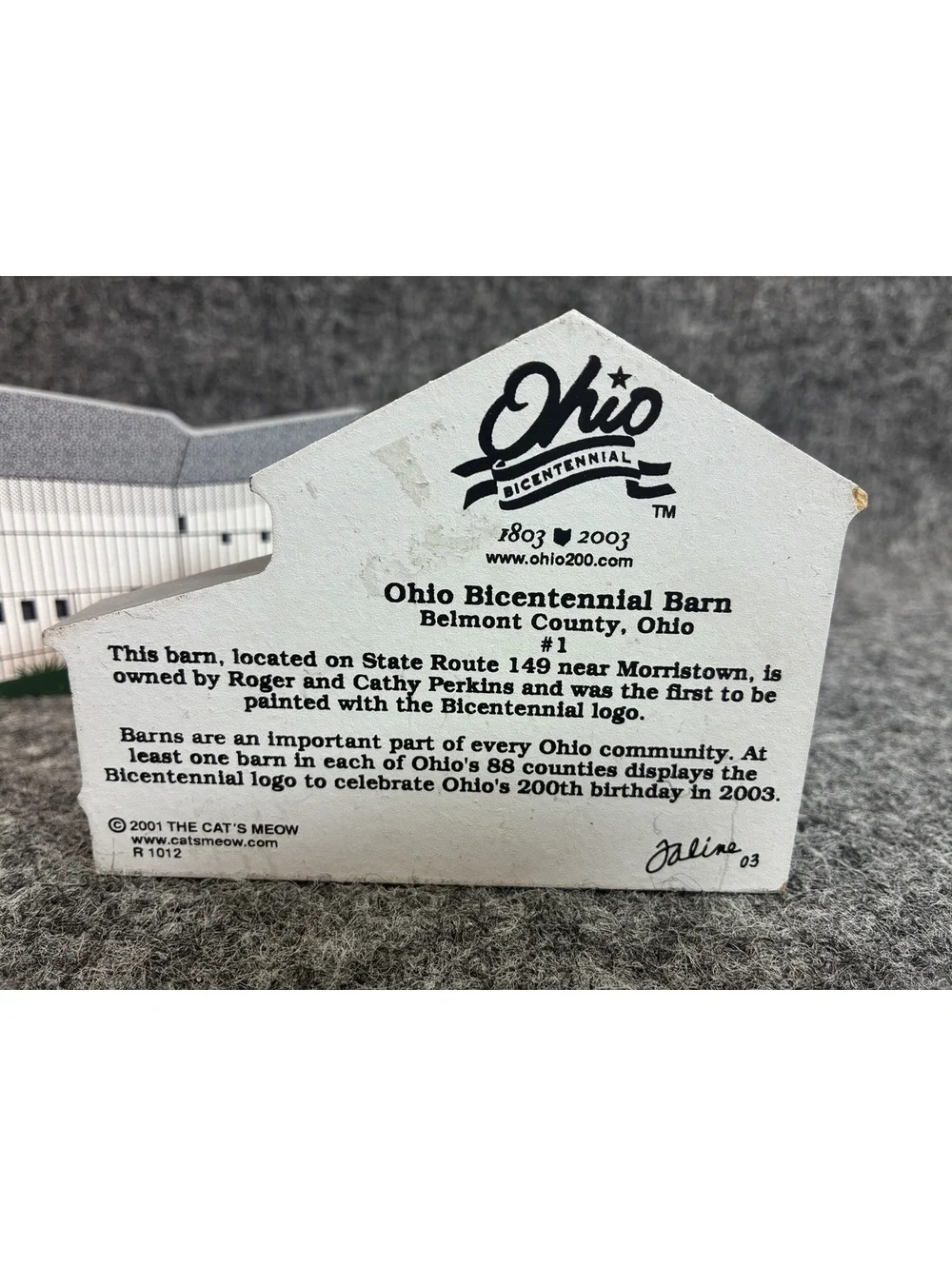 2 Ohio Bicentennial Barn Wooden Collectible 2003 Cats Meow